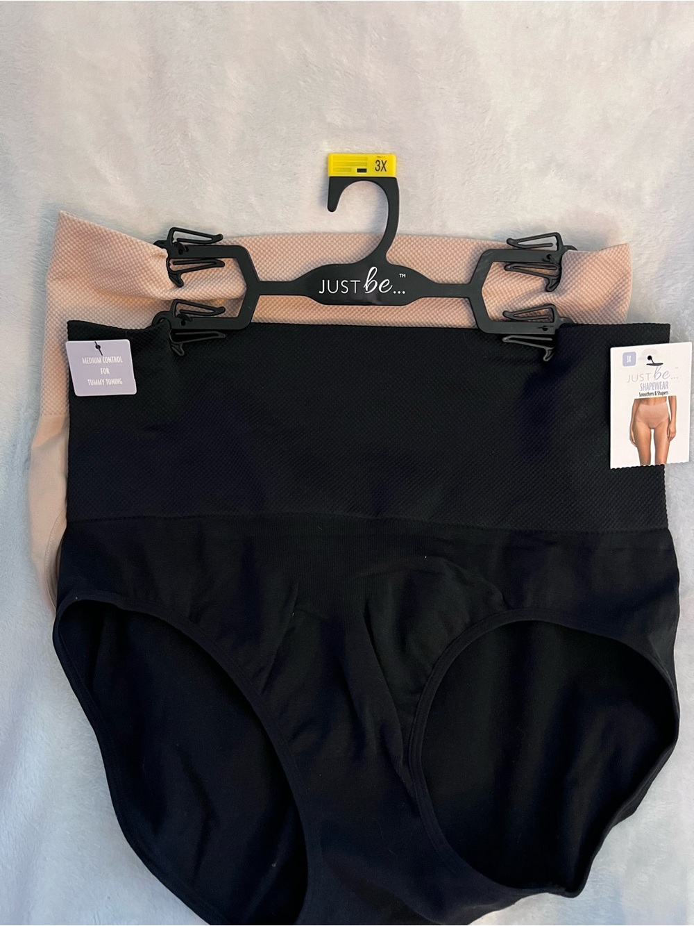 Just Be Shapewear High-Waist Briefs in Black & Blush